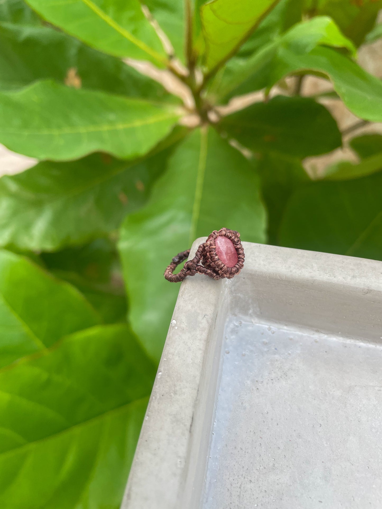 Travel Collection: Cherry Blossom | Rhodocrosite Macrame Ring