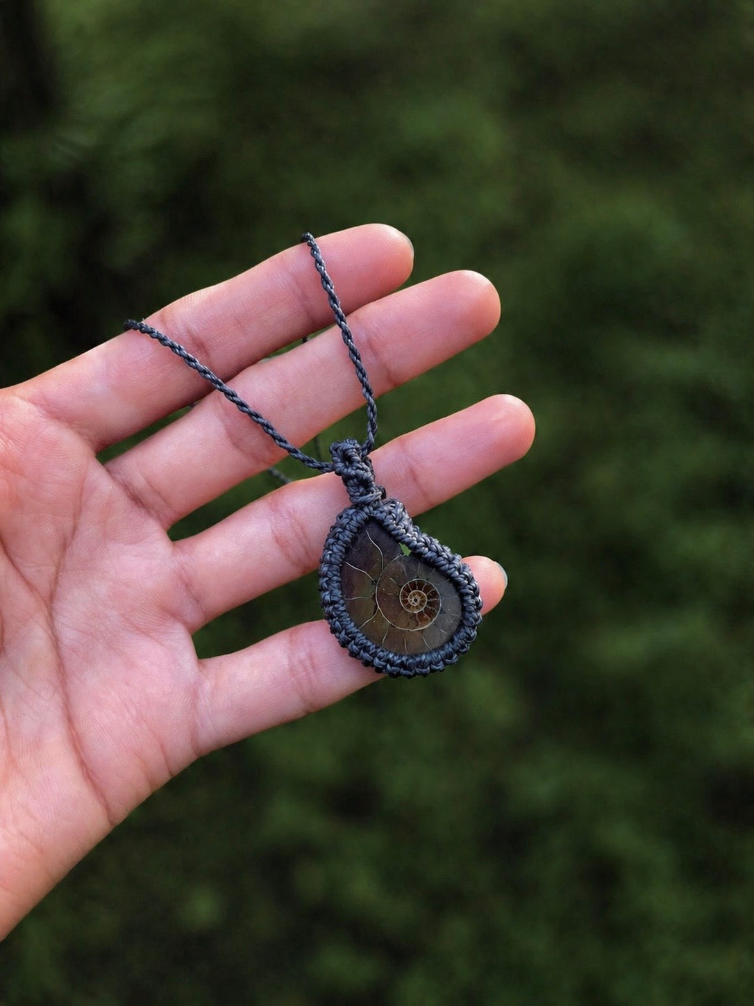 Mara | Ammonite Macrame Necklace