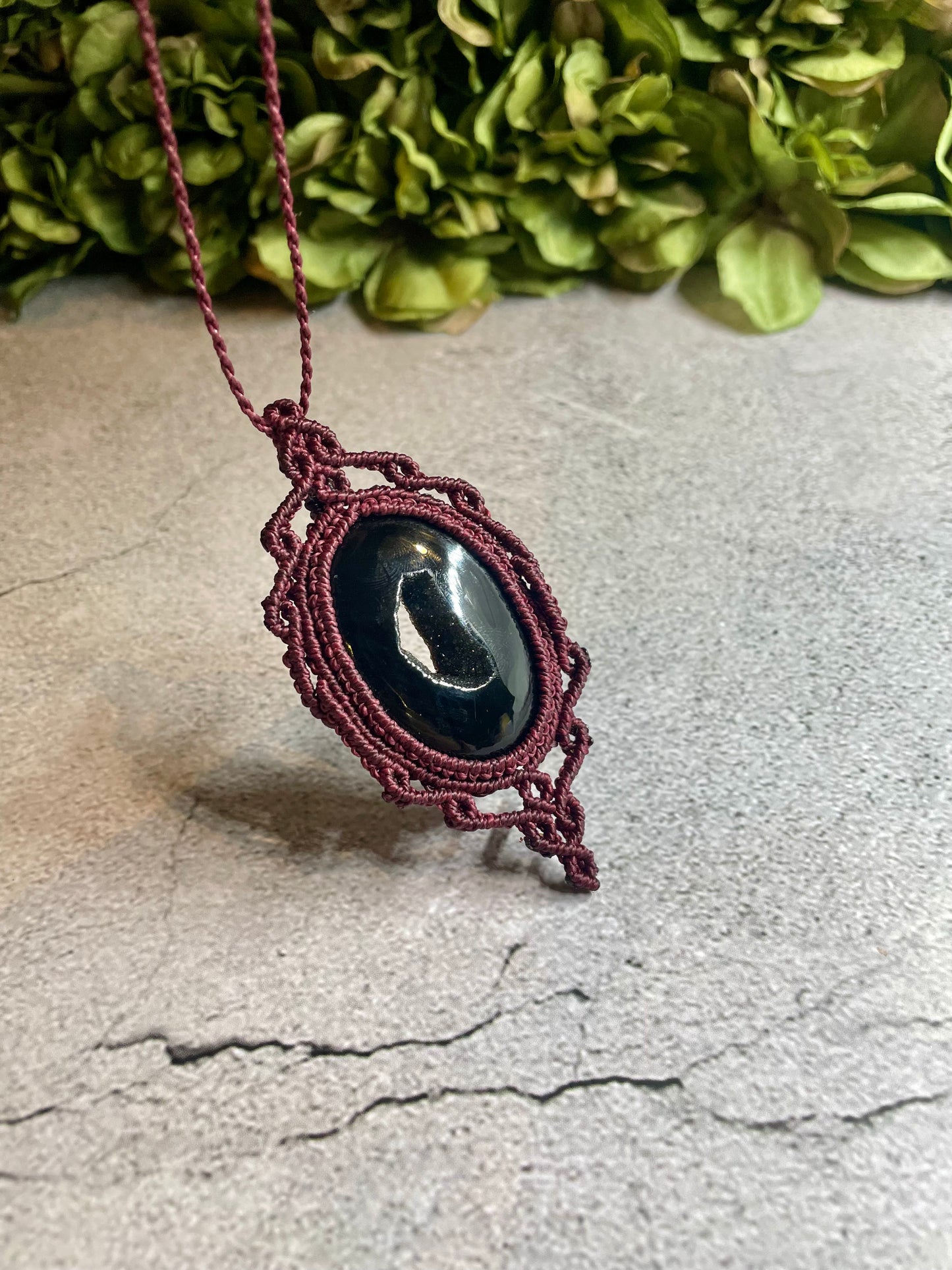 Crimson | Druzy Onyx Macrame Necklace