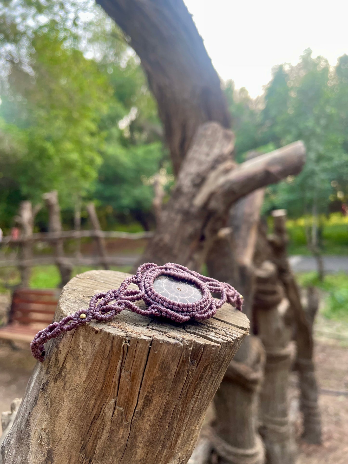 Lila | Ammonite Macrame Bracelet