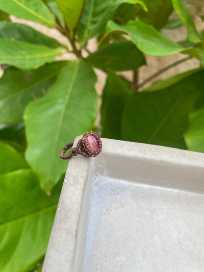 Travel Collection: Cherry Blossom | Rhodocrosite Macrame Ring