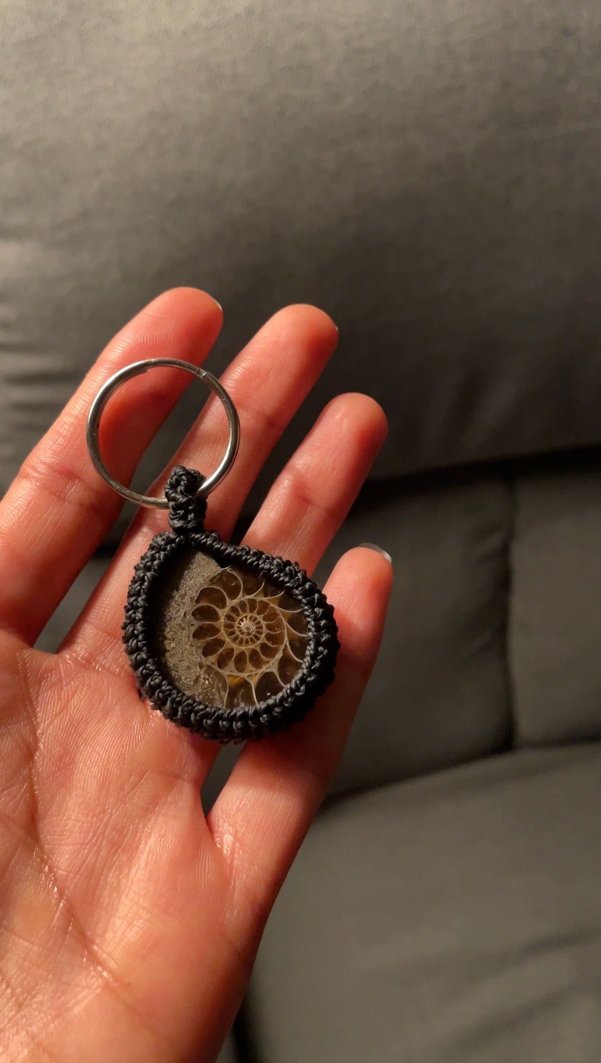 Nyra | Ammonite Macrame Keychain