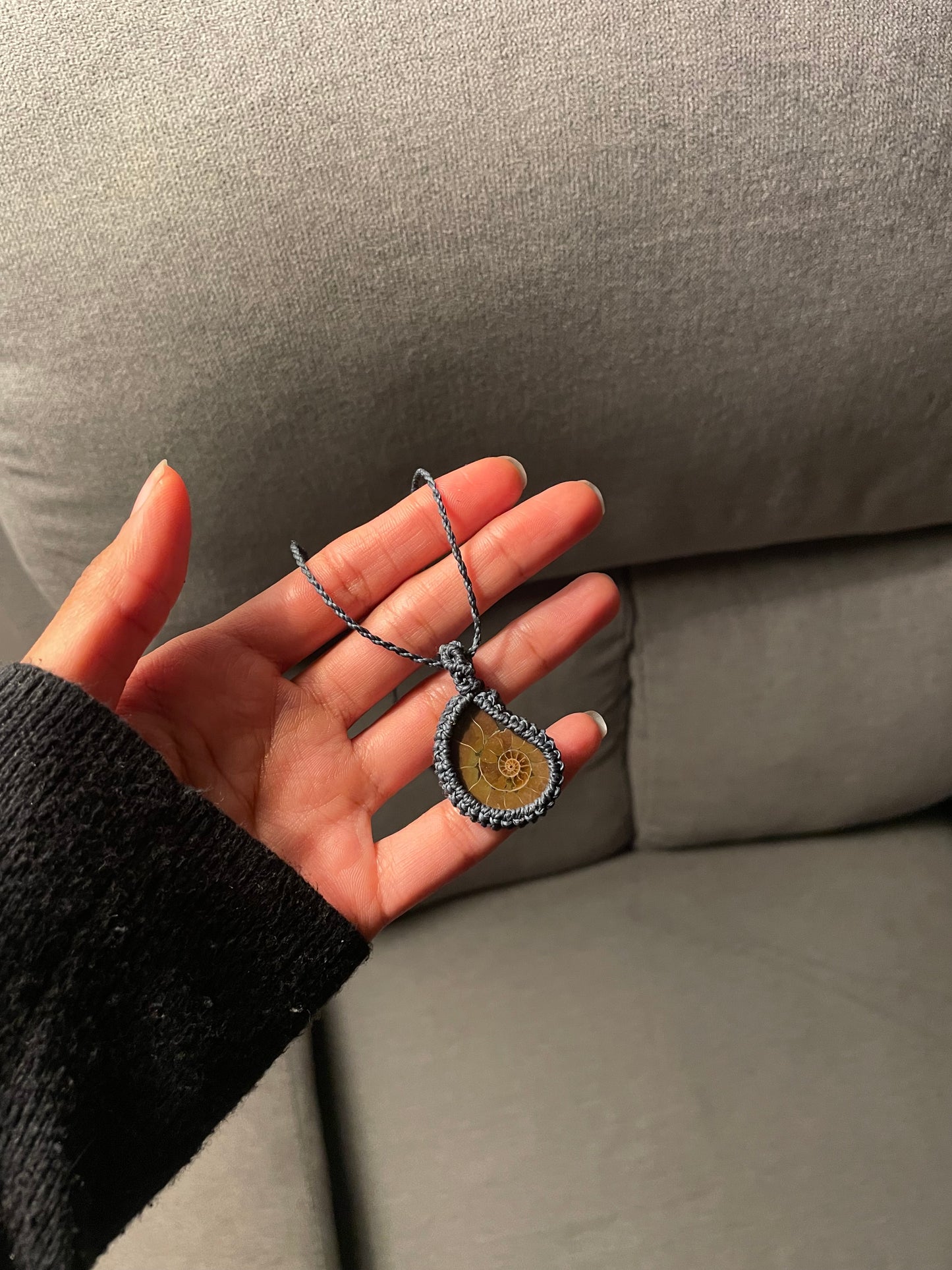 Mara | Ammonite Macrame Necklace