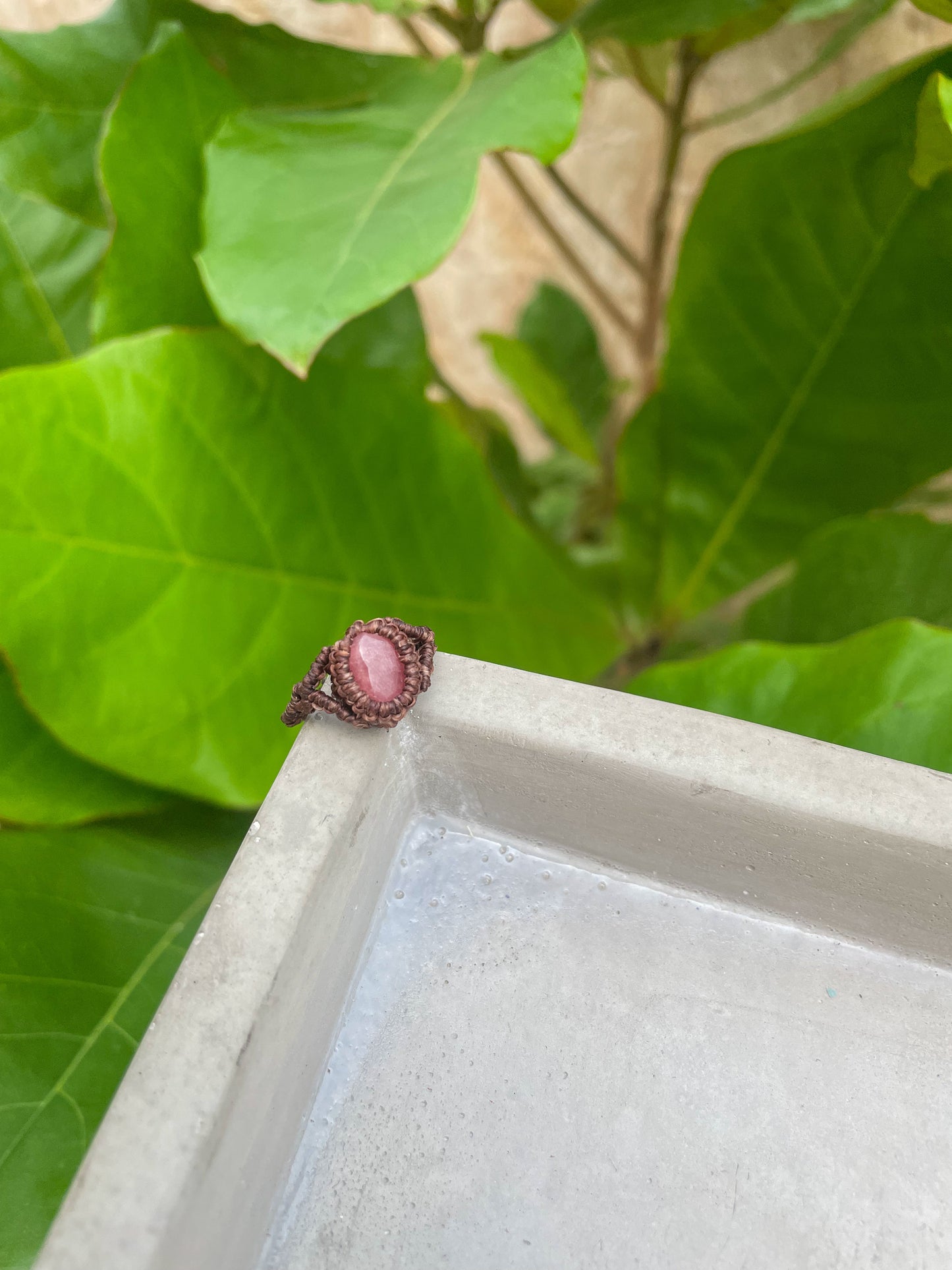 Travel Collection: Cherry Blossom | Rhodocrosite Macrame Ring