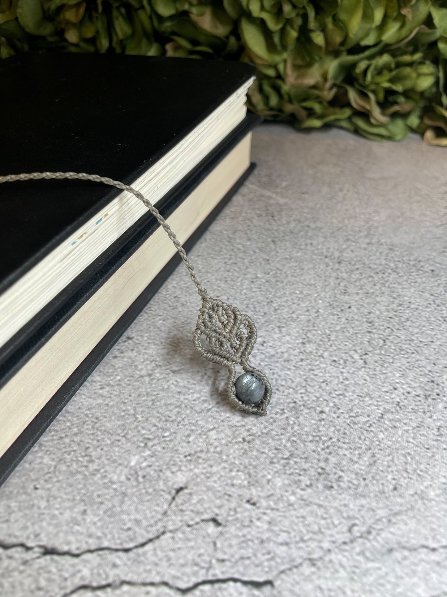 Night’s Tales | Gray Labradorite Macrame Bookmarks