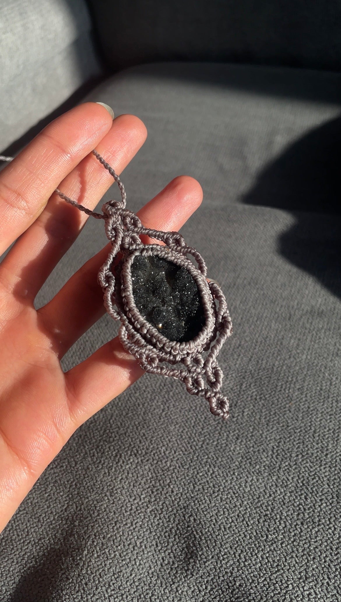 Selah | Gray Amethyst Macrame Necklace