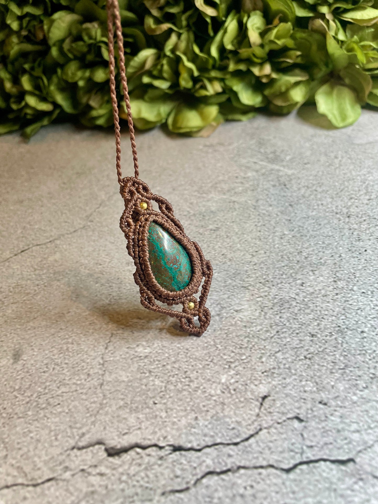 Hazel | Chrysocolla Macrame Necklace