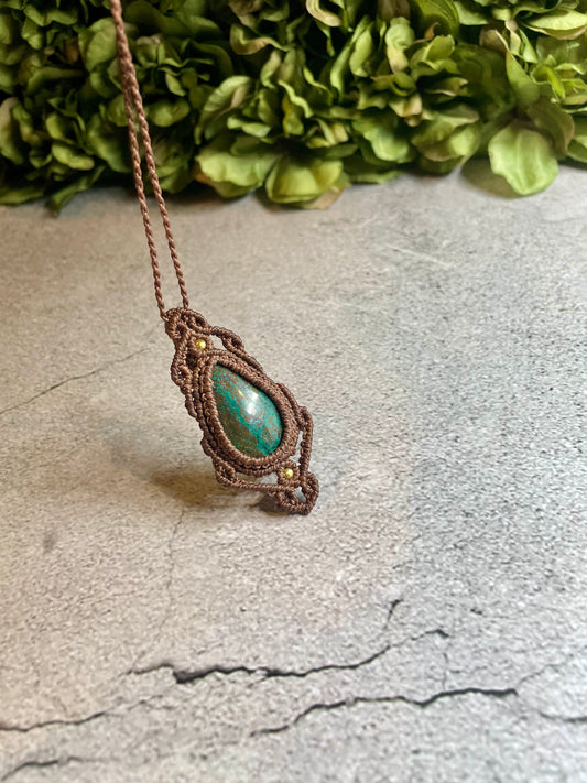 Hazel | Chrysocolla Macrame Necklace