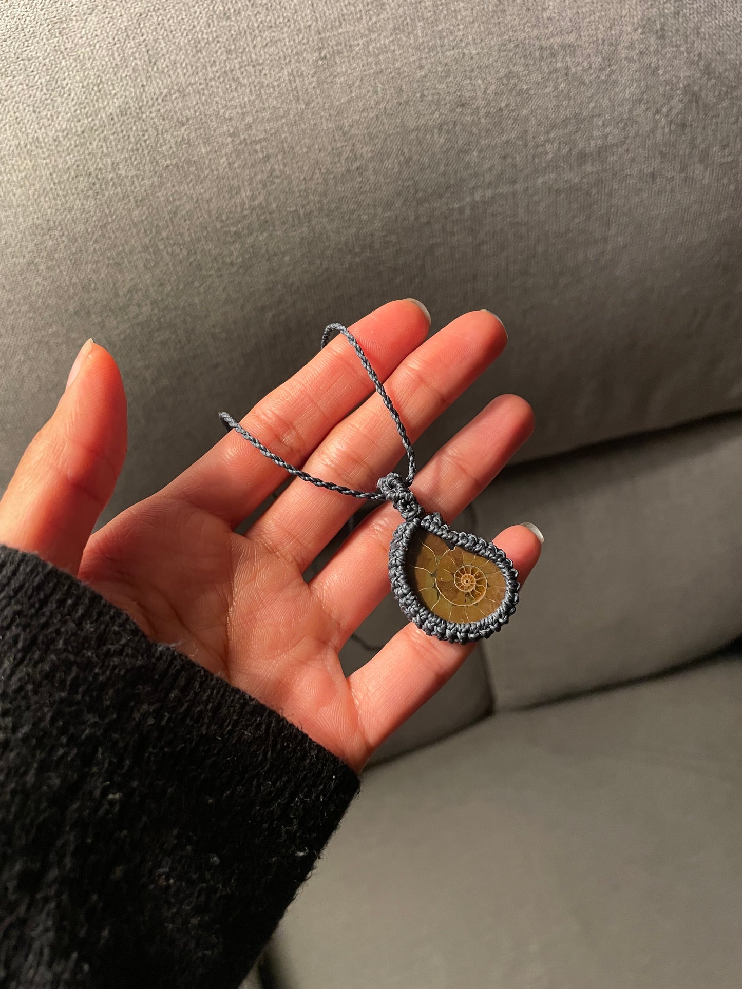 Mara | Ammonite Macrame Necklace