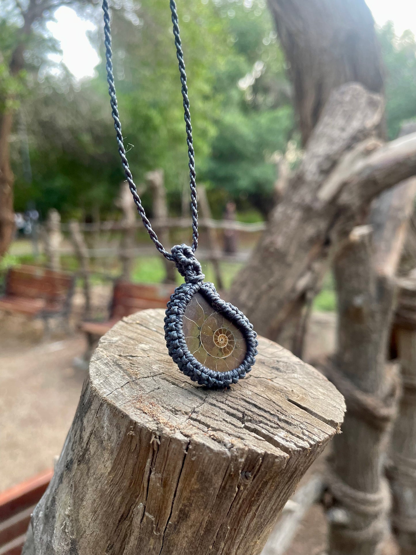 Mara | Ammonite Macrame Necklace