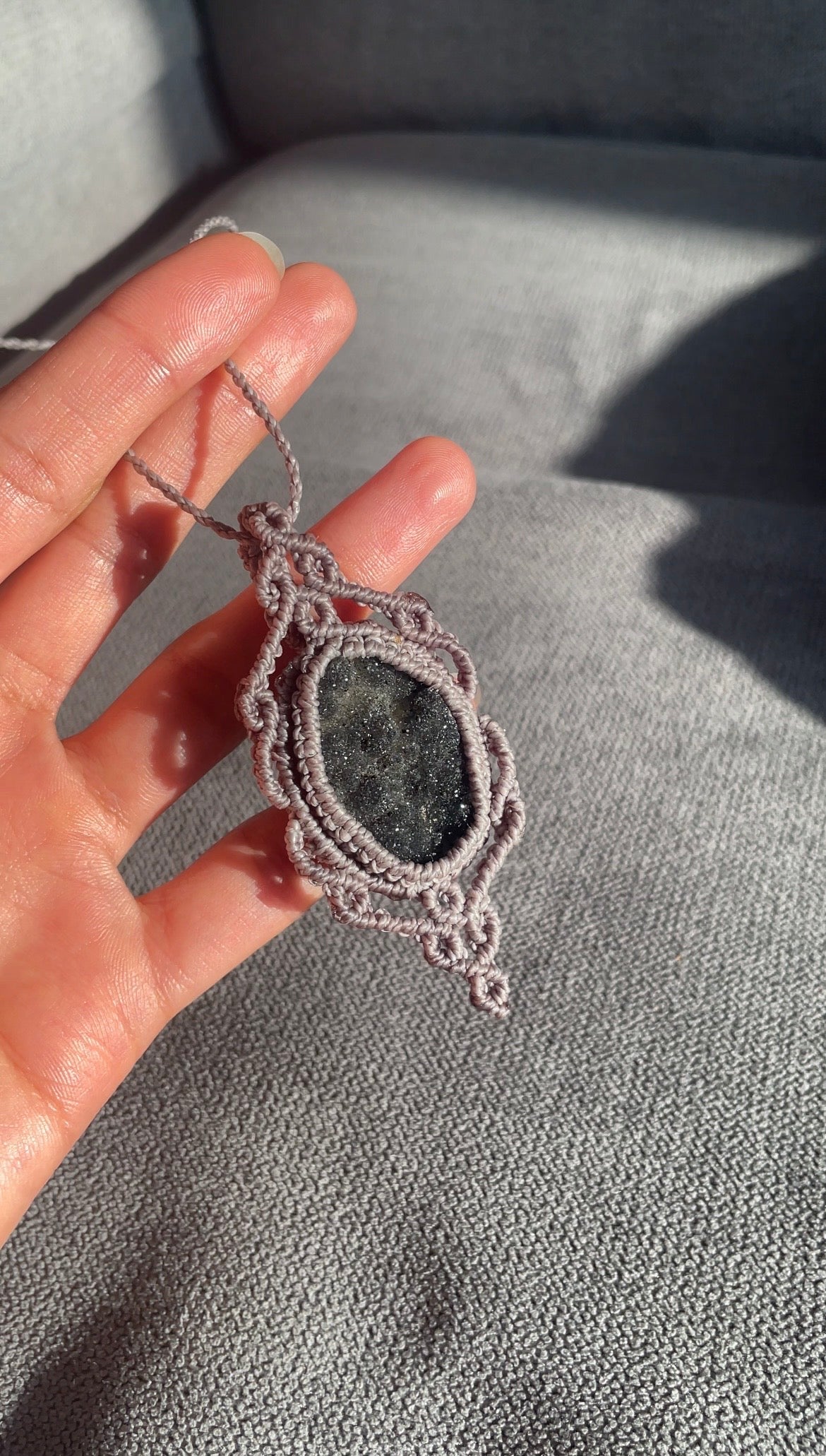 Selah | Gray Amethyst Macrame Necklace