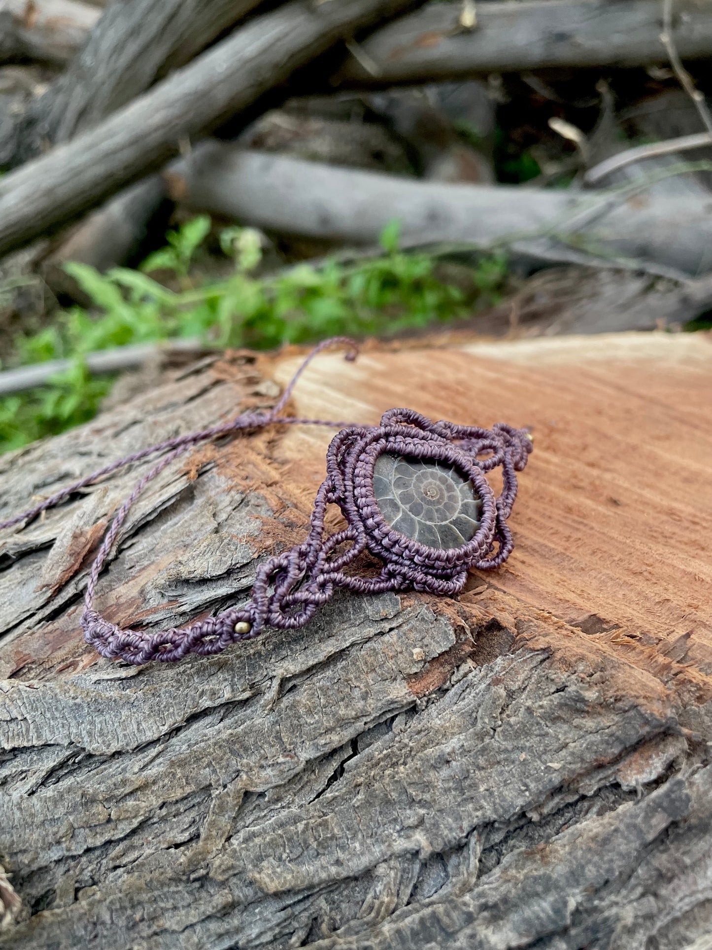 Lila | Ammonite Macrame Bracelet