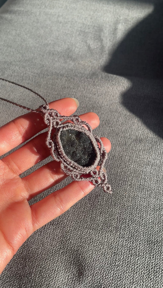 Selah | Gray Amethyst Macrame Necklace