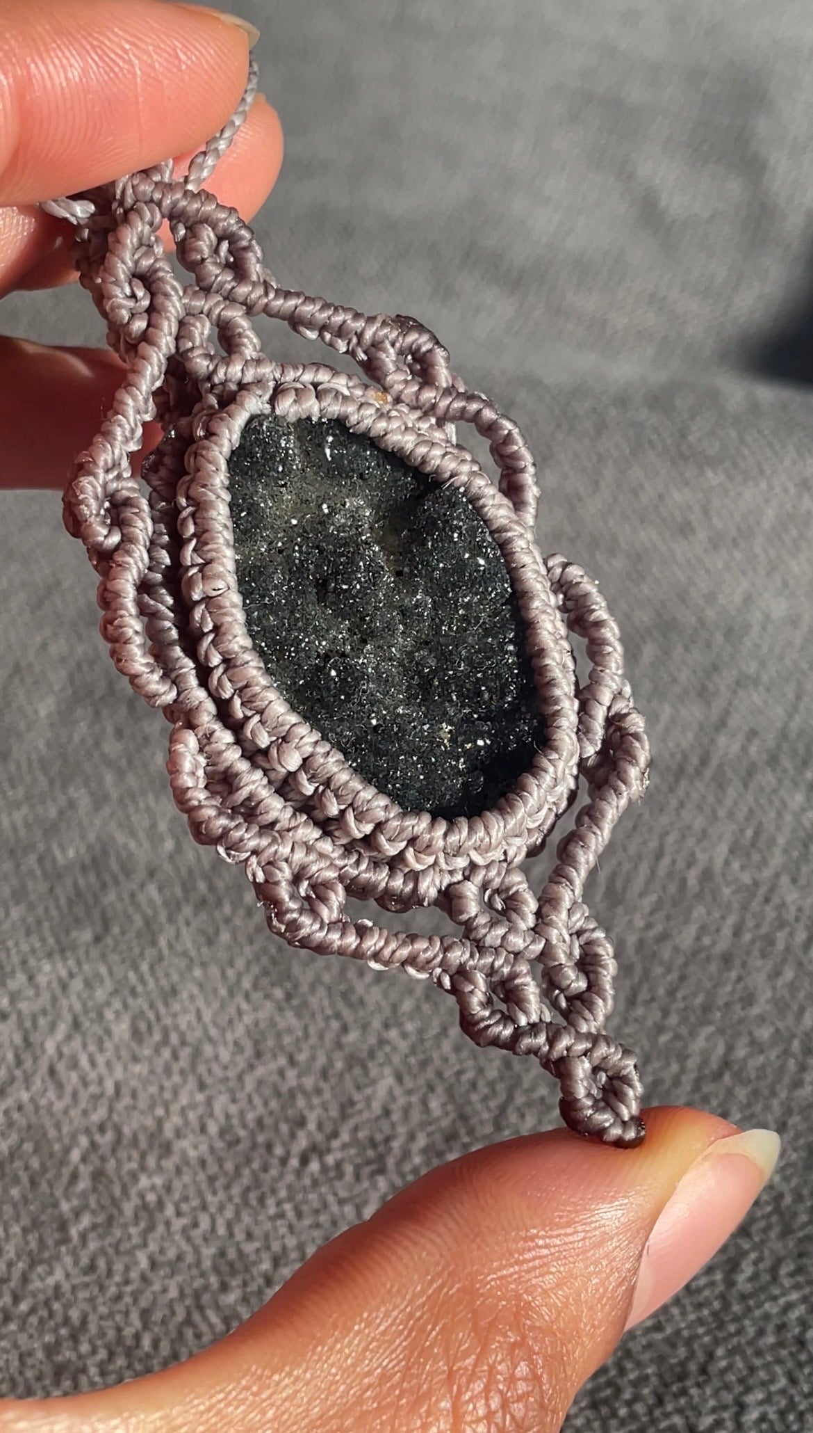 Selah | Gray Amethyst Macrame Necklace