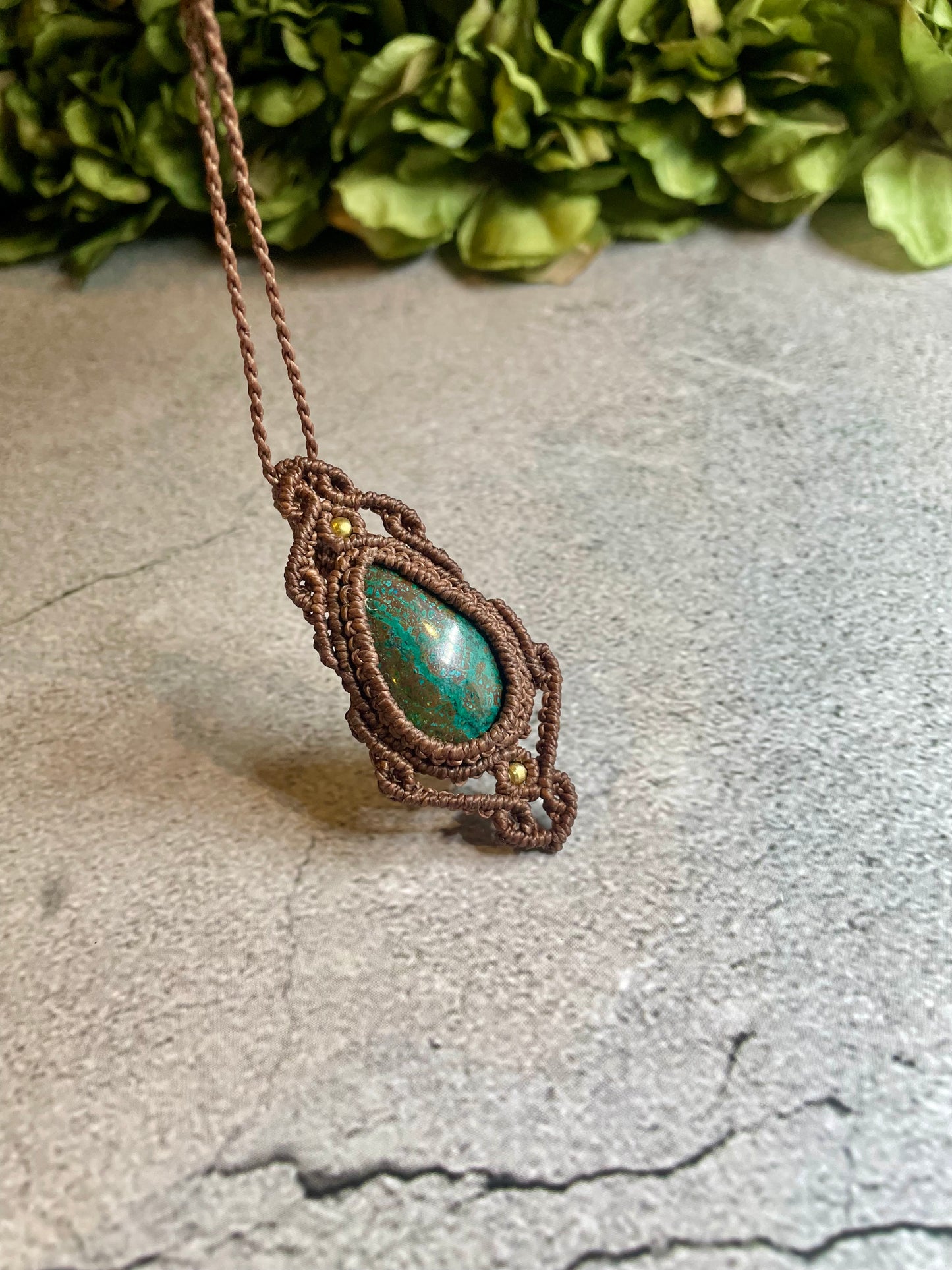 Hazel | Chrysocolla Macrame Necklace