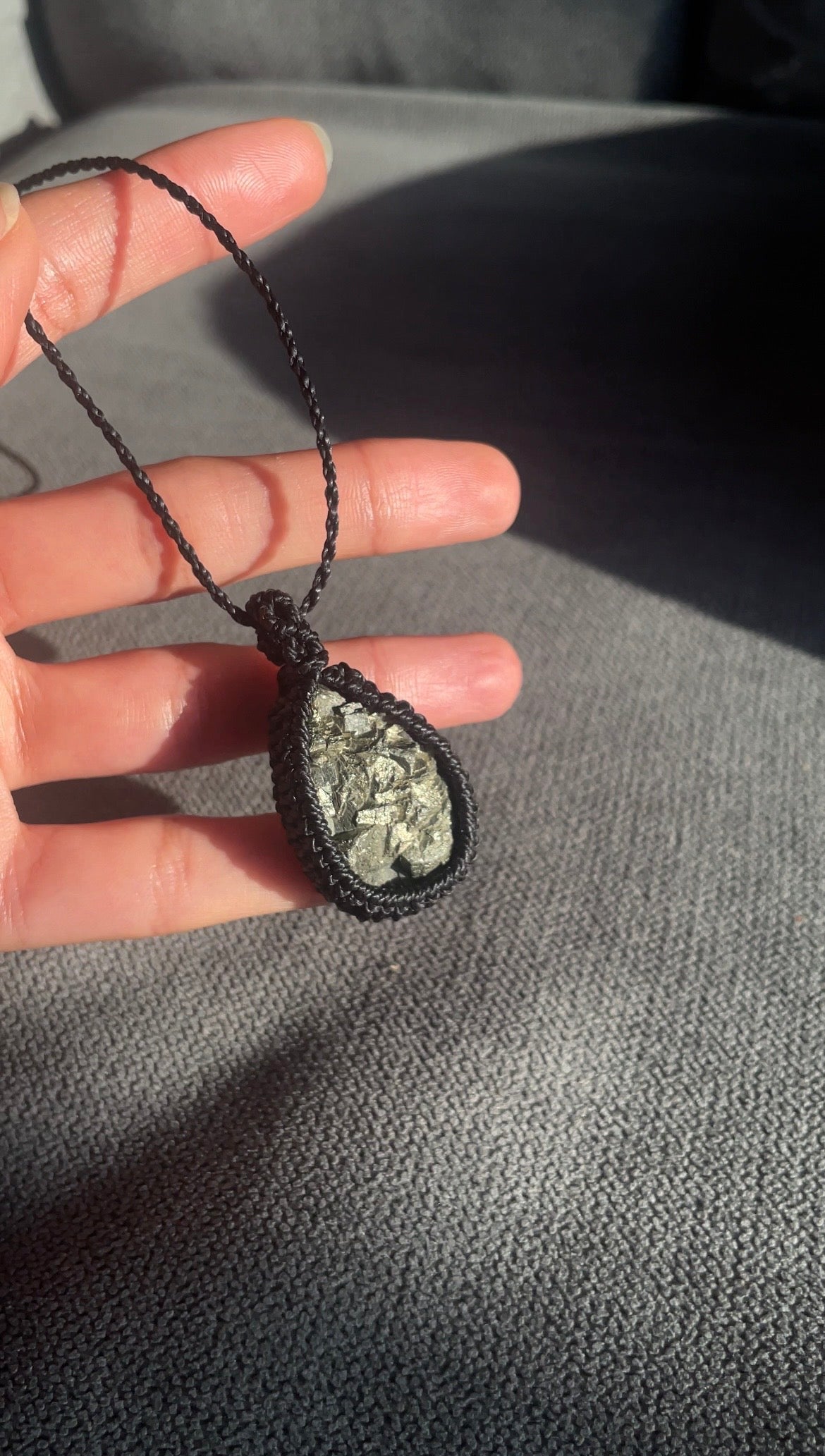 Astra | Pyrite Macrame Necklace