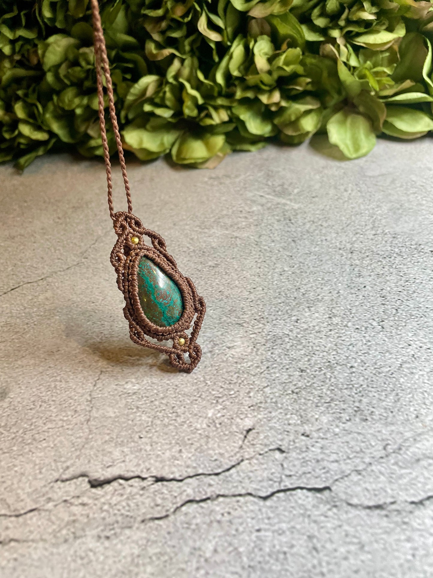 Hazel | Chrysocolla Macrame Necklace