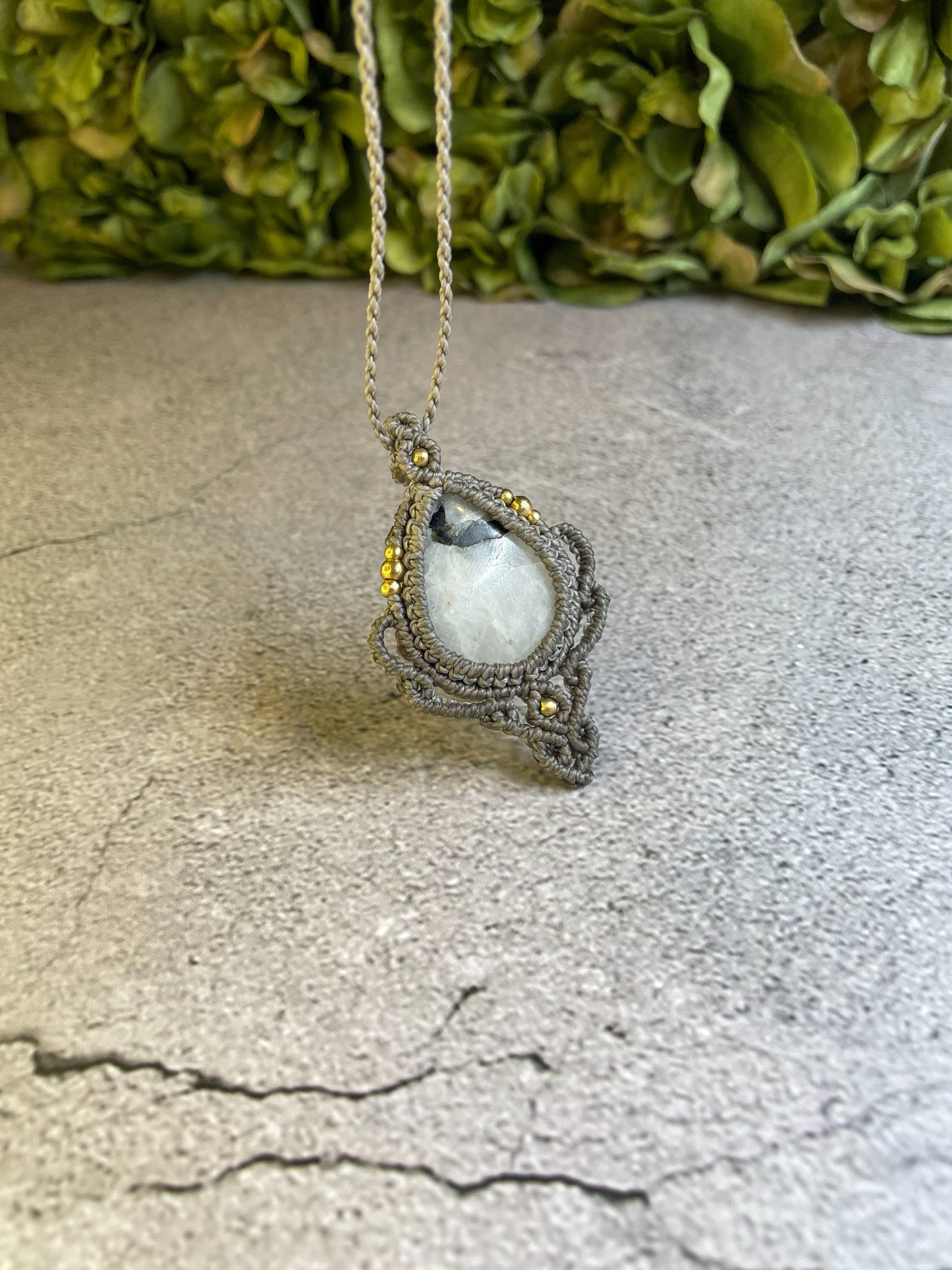 Misty Clouds | Moonstone Macrame Necklace