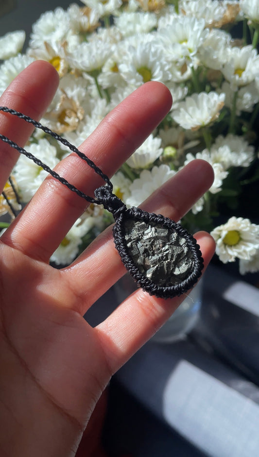 Astra | Pyrite Macrame Necklace