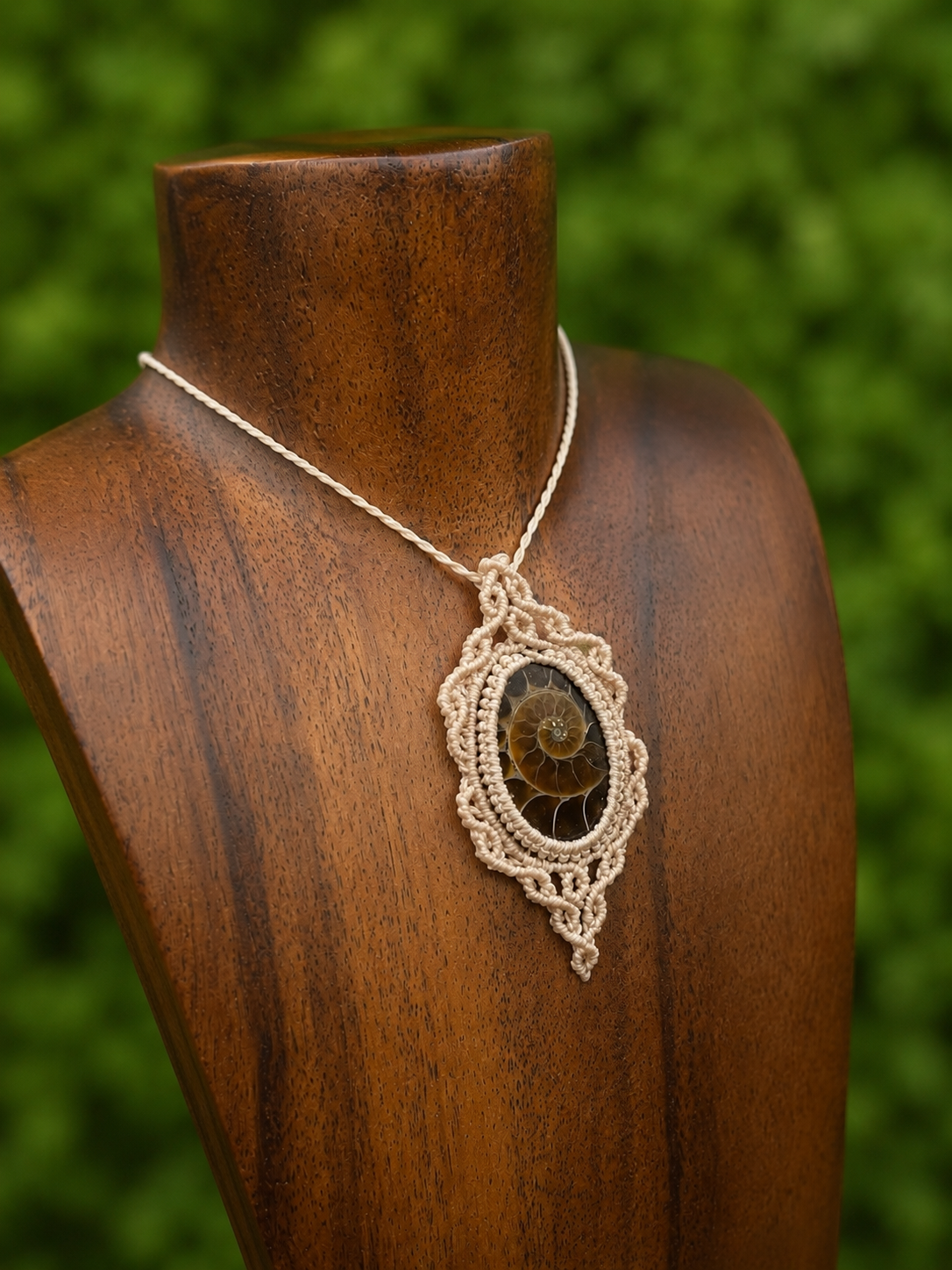Rhea | Ammonite Macrame Necklace